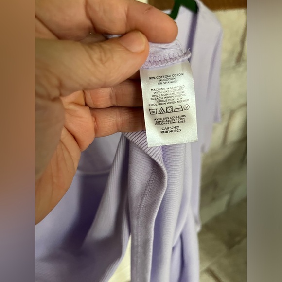 Loft Scoop Neck Ribbed Shirt size Large Women’s Cotton blend tshirt lilac purple - Picture 7 of 7